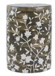 A & B Home Brown/White Cylinder Hand Painted Stool-0
