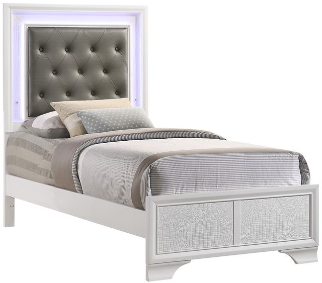 Crown Mark Lyssa Frost Twin Upholstered Panel Bed-0