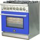 FORNO® Capriasca 30" Stainless Steel Pro Style Dual Fuel Range with Blue Door-1