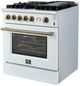 FORNO® Giovanni Series Alta Qualita 30" White and Antique Brass Pro Style Gas Range-2