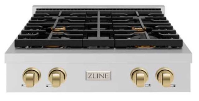ZLINE Paramount Autograph Edition 30" Stainless Steel Gas Cooktop with Champagne Bronze Accents-0