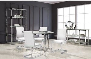 Mazin Furniture Shirelle White/Chrome Side Dining Chair-2