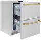 ZLINE Autograph Edition 24 in. Touchstone 168 Can Outdoor-Rated Dual Refrigerator Drawer with Satin Stainless Steel Doors and Champagne Bronze Handles-2