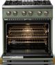 Viking® 5 Series 30" Eucalyptus Pro Style Dual Fuel (NG) Range with Brushed Brass Trim-1