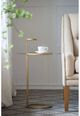 A & B Home Glass Top Round Side Table with Gold Stand -4