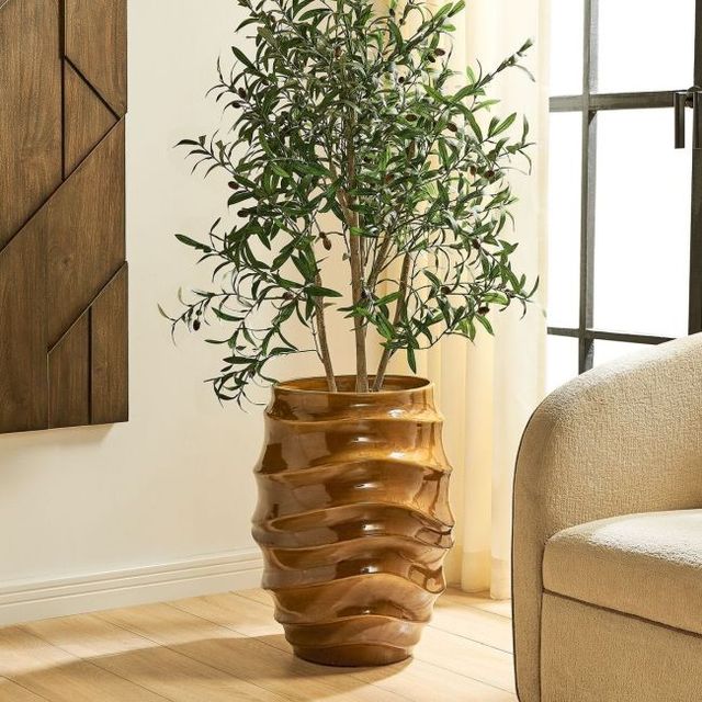 Uttermost® Canyon Wave Light Honey Glaze Planter-2