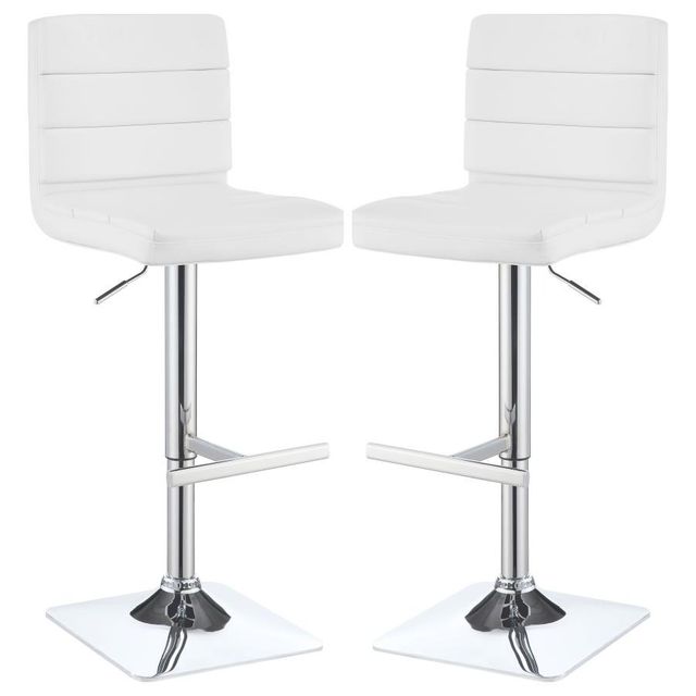 Coaster® Bianca 2-Piece White/Chrome Upholstered Adjustable Bar Stools-0