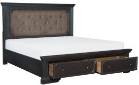 Mazin Furniture Bolingbrook Wire Brushed Charcoal/Brown Queen Bed-2