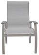 Telescope Casual Belle Isle Abalone/Warm Gray Aluminum/Fabric Outdoor Sling Supreme Arm Chair with Cape Gray Rustic Polymer Arm Accent-1