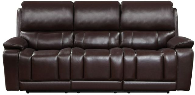 New Classic® Home Furnishings Cicero Brown Leather Sofa with Power Headrest and Footrest-1