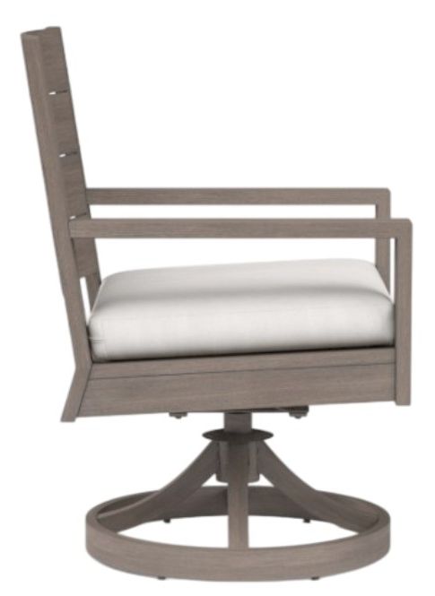 Sunset West Laguna Driftwood Aluminum Outdoor Dining Swivel Rocker with Canvas Flax Cushion-1
