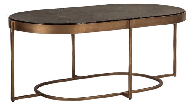 Home Trends & Design Reno Antique Brass/Black Coffee Table -0