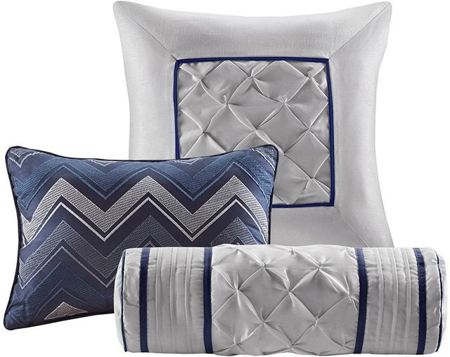 Olliix by Madison Park Laurel 7 Piece Navy King Tufted Comforter Set-2