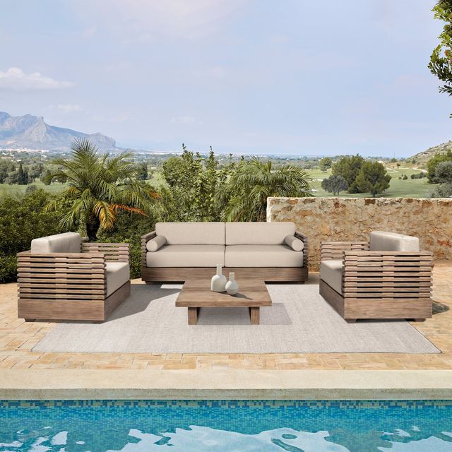 Armen Living Vivid Brown Eucalyptus Wood Outdoor Coffee Table-2