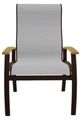 Telescope Casual Belle Isle Abalone/Kona Aluminum/Fabric Outdoor Sling Supreme Arm Chair with Teak Rustic Polymer Arm Accent-1