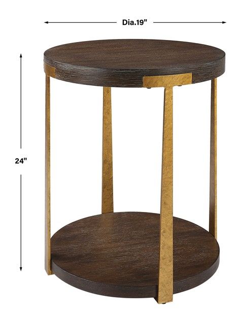 Uttermost® Palisade Walnut Side Table with Antique Gold Frame-2