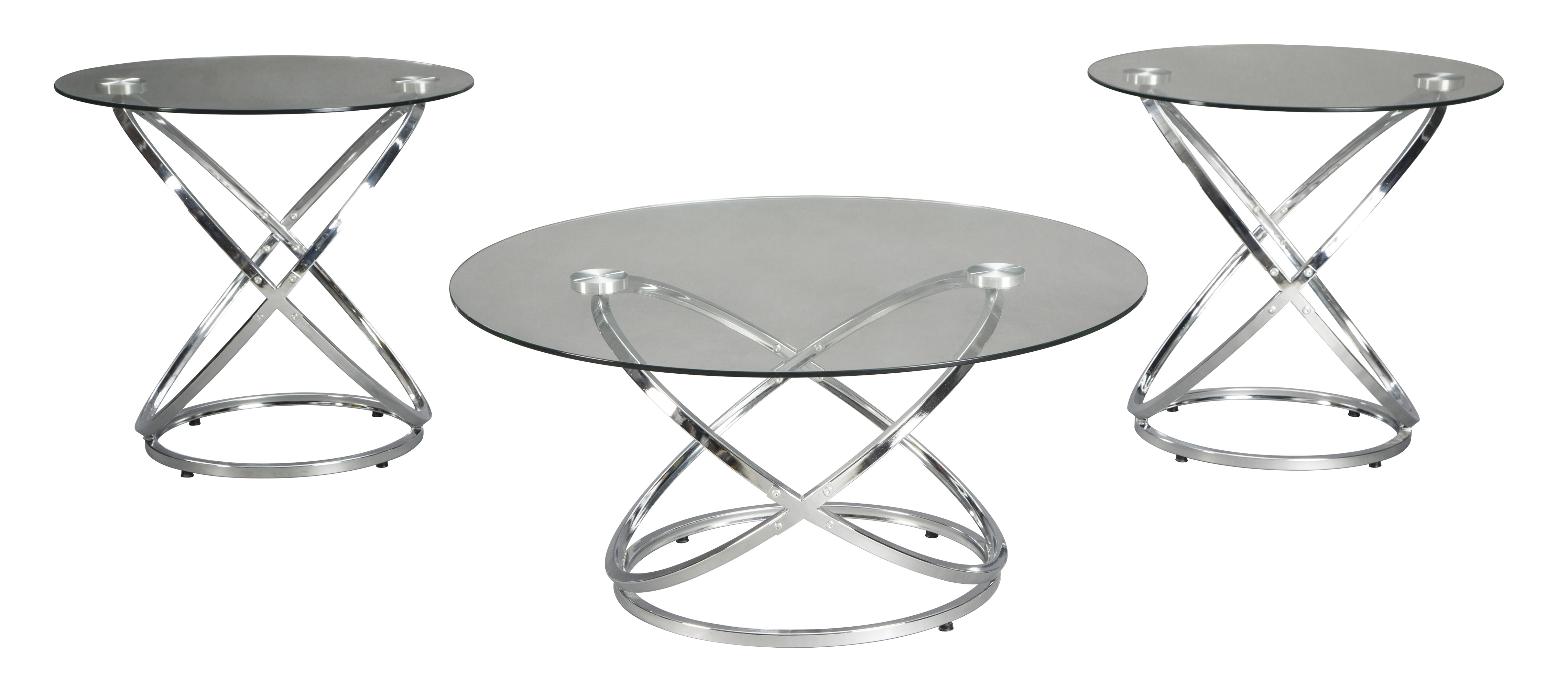 Signature Design by Ashley Hollynyx 3-Piece Glass Top Occasional Table Set