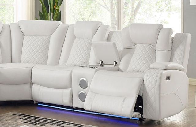 New Classic® Home Furnishings Orion Left Arm Facing White Sofa with Dual Recliner-1