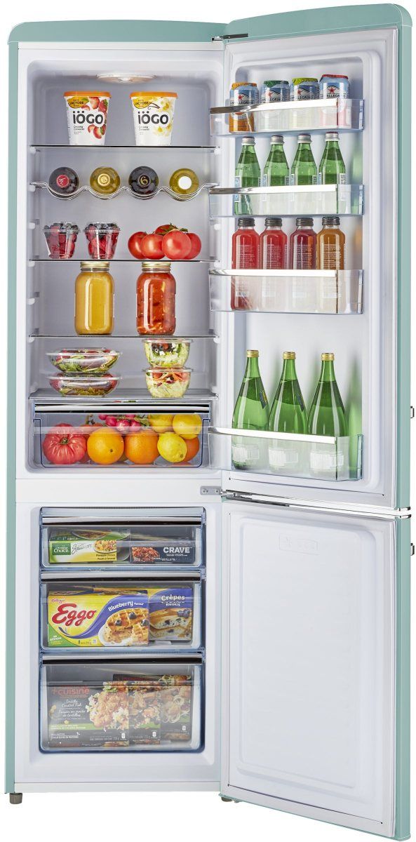 Unique® Appliances Classic Retro 22" 8.7 Cu. Ft. Ocean Mist Turquoise Counter Depth Bottom Freezer Refrigerator-2