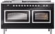 Ilve® Nostalgie II Noblesse 60'' Glossy Black Pro Style Dual Fuel Range with Chrome Trim-1