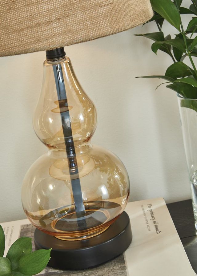 Signature Design by Ashley® Makana Champagne/Black Glass Table Lamp-1