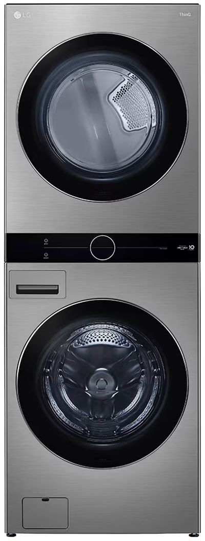 LG WashTower™ Graphite Steel Electric Laundry Center, 5.2 Cu. Ft. Washer, 7.4 Cu. Ft. 3-Way Venting Dryer with Black Tempered Glass Doors-0