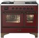 Ilve® Majestic III 40" Burgundy Pro Style Dual Fuel Liquid Propane Range with Triple Glass Door and Burnished Trim-0