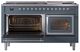 Ilve® Nostalgie II Noblesse 60'' Blue Gray Pro Style Dual Fuel Range with Chrome Trim-3