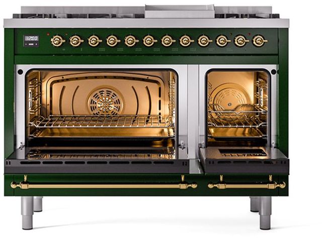 Ilve® Nostalgie II Series 48" Emerald Green Pro Style Dual Fuel Range-2