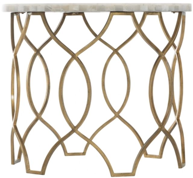 Hooker® Furniture Melange Corrina White Round Lamp Table with Gold Leaf Base-0