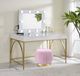ACME Furniture Lightmane White High Gloss Vanity Desk with Gold Base-4
