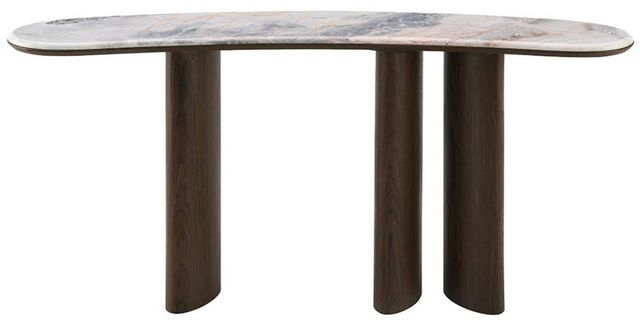 ACME Furniture Hanale Natural Marble Top Console Table with Brown Legs-3