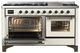 Ilve® Majestic III 60" Antique White Pro Style Dual Fuel Liquid Propane Range with Triple Glass Door and Burnished Trim-3