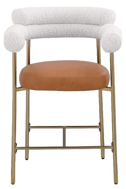 Meridian Furniture Blake Brushed Gold/Cognac/Cream Counter Stool-1
