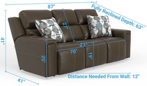 iAmerica Tuscany Chocolate Leather Power Reclining Sofa with Power Headrest