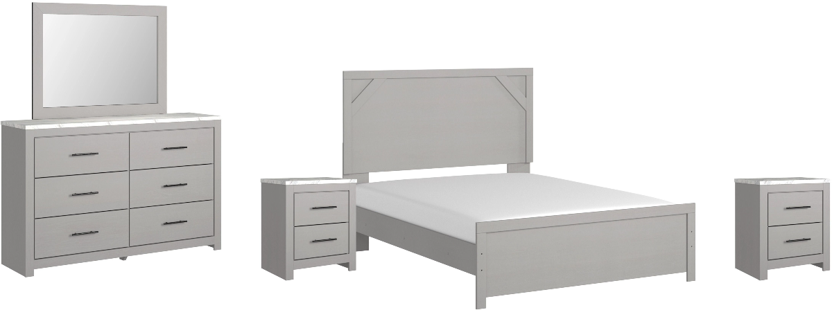Cottonburg 5 Piece Queen Panel Bedroom - Light Gray/White Cottonburg 5 Piece Queen Panel Bedroom - Light Gray/White