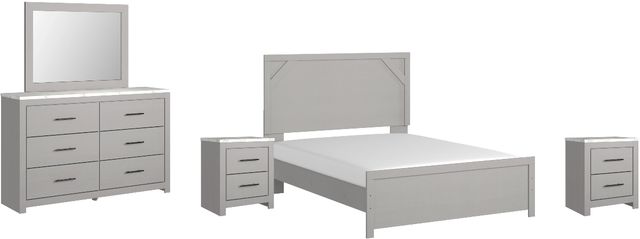 Signature Design by Ashley® Cottonburg 5-Piece Light Gray/White Queen Panel Bed Set-0