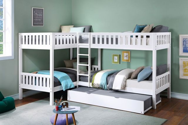 Homelegance® Galen White Corner Bunk Bed with Youth Twin Trundle-1