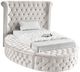 Meridian Furniture Luxus Cream Twin Upholstered Sleigh Storage Bed-0