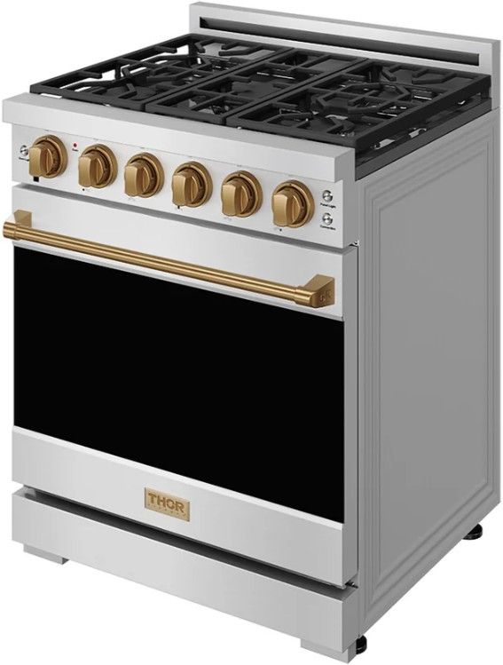Thor Kitchen Gordon Ramsay Collection 30" Stainless Steel Pro Style Gas Range with Precision Knob Control and Bronze Trim-3
