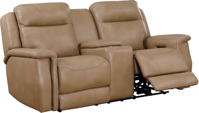 Leather Italia™ Cambria Fischer Saddle Lea Power Reclining Loveseat with Console-0