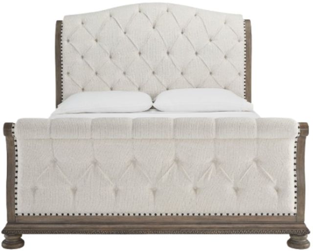 Signature Design by Ashley® Ardenfield Beige/Light Brown Queen Upholstered Sleigh Bed-2