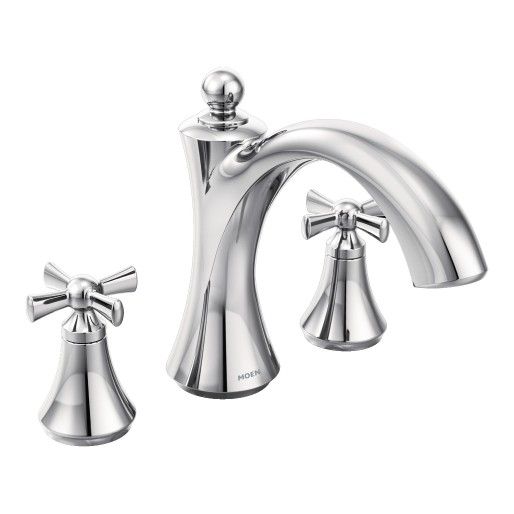 Moen® Wynford Chrome Two-Handle Non Diverter Roman Tub Faucet-1
