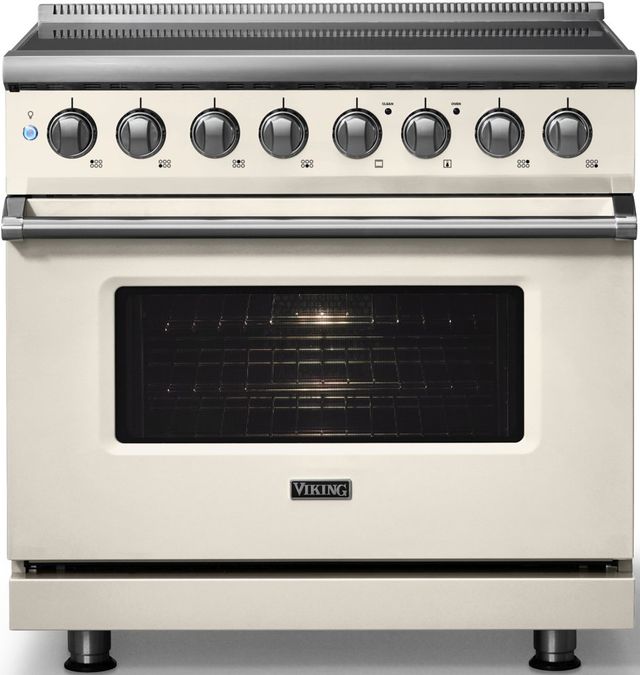 Viking® 5 Series 36" Pure White Pro Style Induction Range with Polished Chrome Trim-3