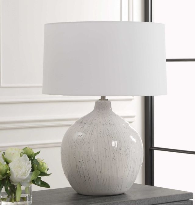 Uttermost® Dribble White Glaze Table Lamp-1