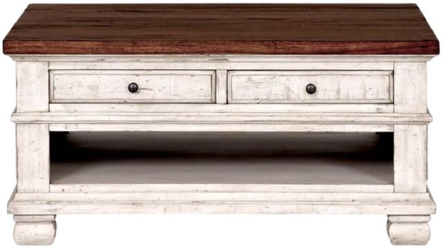 Napa Furniture Design Belmont Brown Square Coffee Table with White Base-1