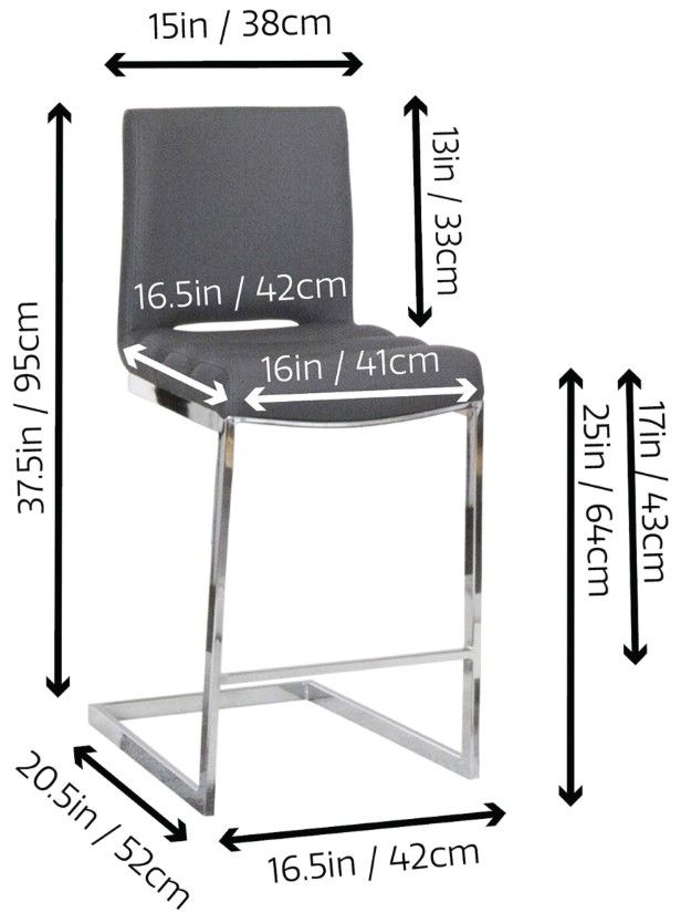 Cramco Dana Charcoal Gray/Chrome Counter Stool-3