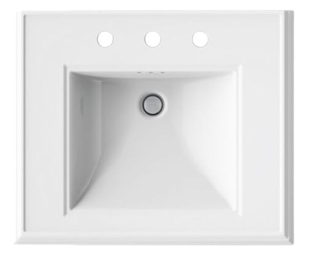 Kohler Memoirs® Classic White 24.25" Rectangular Pedestal Bathroom Sink Widespread Faucet Holes-4