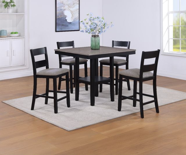 Crown Mark Lester 5-Piece Black/Light Gray Counter Dining Set-1