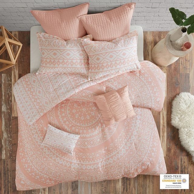 Olliix by Urban Habitat 7 Piece Blush Full/Queen Larisa Cotton Reversible Comforter Set-4